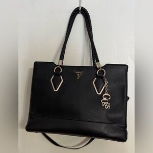 GUESS Black Tote Bag with Gold Accents